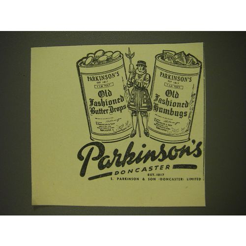 1955 Parkinson's Old Fashioned Butter Drops and Old Fashioned Humbugs Ad