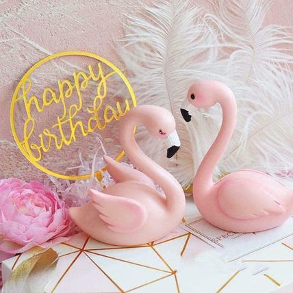DGBJ 1 Pair Adorable luminescent Light Up Flamingo Figure Cake Accessories Birth