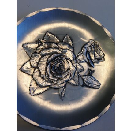 Handmade Wendell August Forge Hammered Art Iron Decorative Plate Roses GroveCity