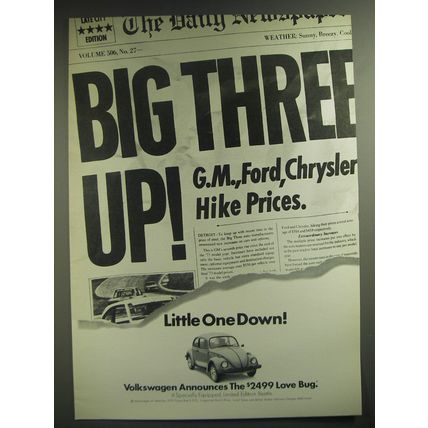 1974 Volkswagen Love Bug Ad - Little one down!