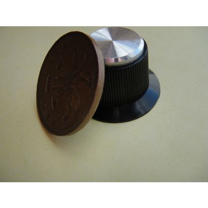 Skirt Knobs Black & Aluminium D Two (2) NOS 1980's. Building A Valve Amplifier ?