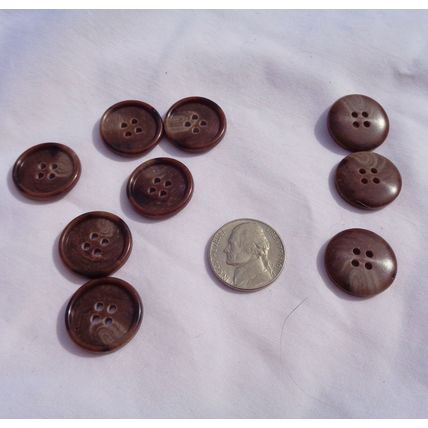 AAA 9 Dark Brown Buttons 20mm 3/4 Inch 4 Hole Resin Swirl