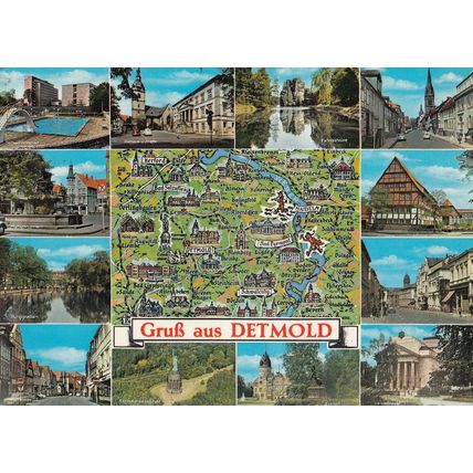 Grub Aus Detmold German Map Postcard