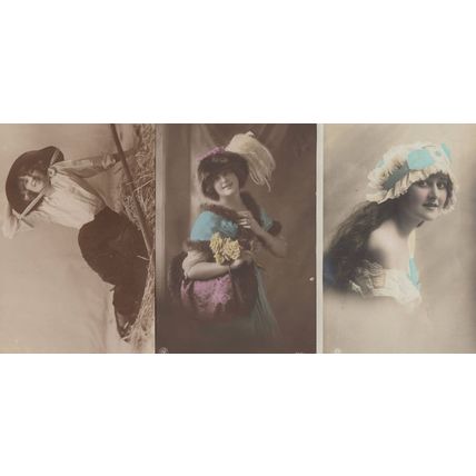 Edwardian Crazy Hat Fashion incl Ball Of String 3x Postcard s