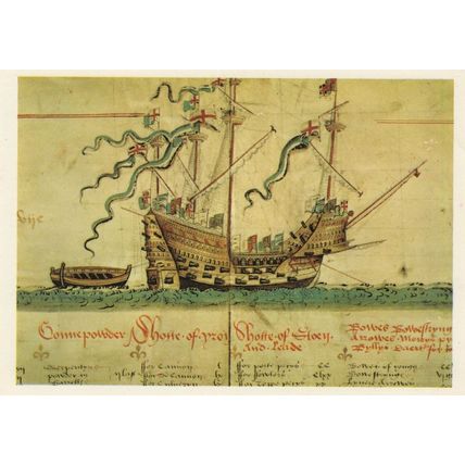 Mary Rose King Henry VIII Ship Chart Map 1545 Voyage Postcard