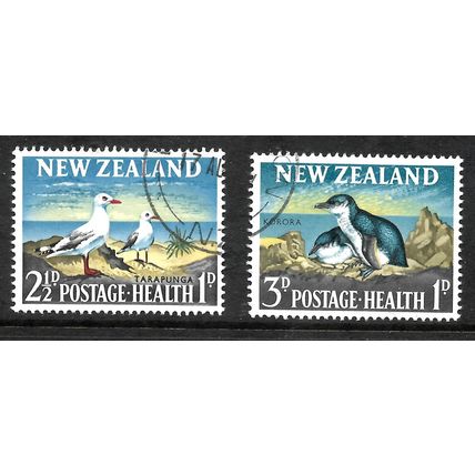 NEW ZEALAND 1964 SILVER GULLS & PENGUIN SG822 / 823 SET 2 VALS FINE USED#6