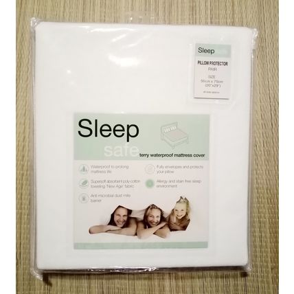 Towelling Pillow Protector Pair Waterproof 50cm x 75cm Sleep Safe