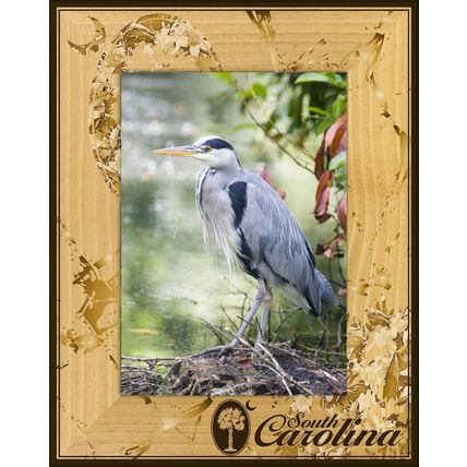 South Carolina with Flowers Laser Engraved Wood Picture Frame Portrait (3 x 5)