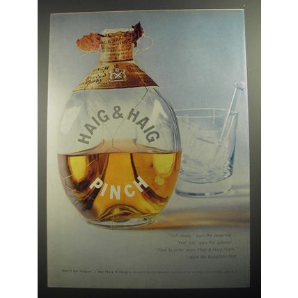 1956 Haig & Haig Pinch Scotch Ad - Half empty, says the pessimist