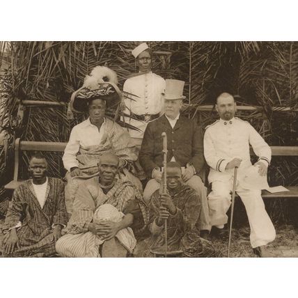 Upper Class Explorer Visits African Military Camp RPC Postcard