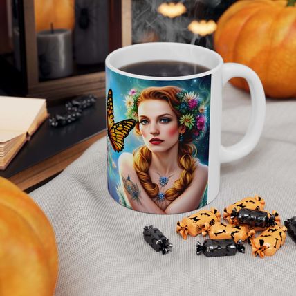 April Diamond Birth Month Colors Fairies & Butterflies #1 Mug 11oz AI Decorative