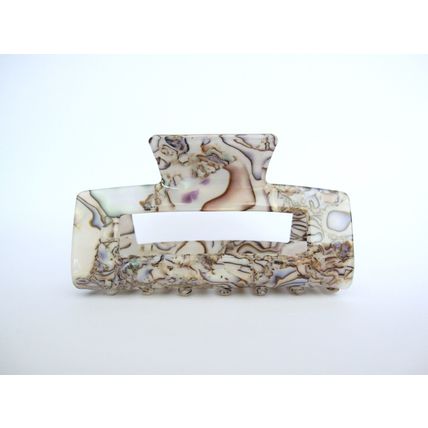 Rectangle gray abalone sea shell effect hair claw clamp clip fine thin hair