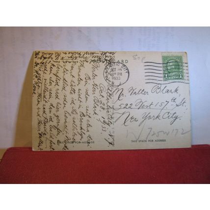 SEASIDE HOTEL, ATLANTIC CITY, NEW JERSEY, USA used postcard 1933 pm =