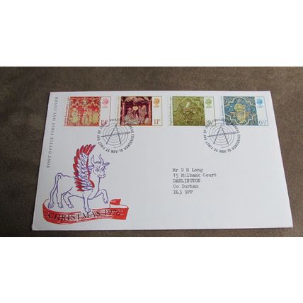 1976 GB FDC Cover - Christmas Embroidery - Bureau frank