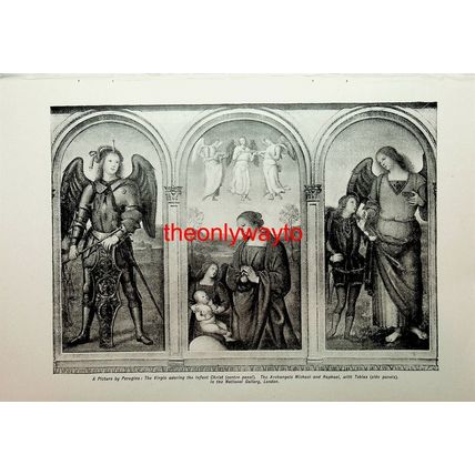 Religious 3 Panels, Madonna And Archangels, Book Illustration, c1907