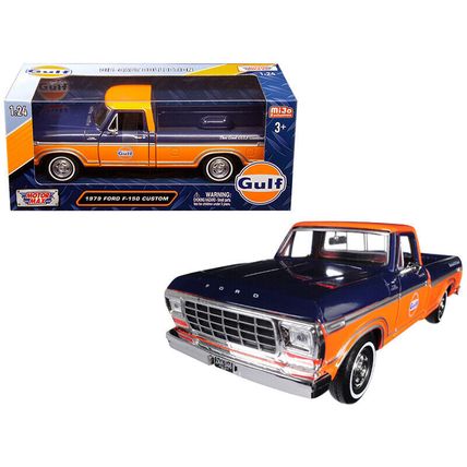 1979 Ford F-150 Custom Pickup Truck "Gulf" Dark Blue and Orange 1/24 Diecast ...