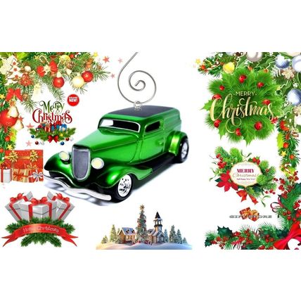 RARE CHRISTMAS ORNAMENT GREEN GRINCH FORD™ CUSTOM CHOPPED TOP GREAT GIFT