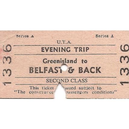 U.T.A. Edmondson Ticket - Greenisland to Belfast and back