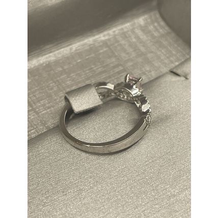 Cross Cross Accented Band W/Square Pink Center- Bomb Party -Rhodium Pl Band Sz10
