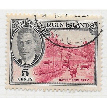 VIRGIN ISLANDS BRITISH 1952 KG6 CATTLE INDUSTRY 5c USED SG140