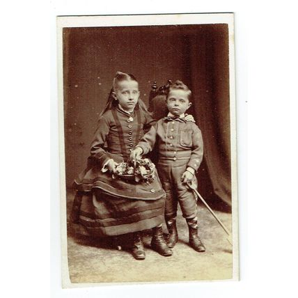Victorian cdv photo girl & boy Hastings photographer