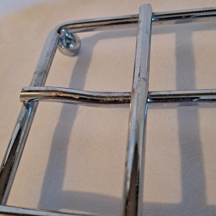 LATTICE Metal Hot Plate TRIVET Weave Checkered Silver