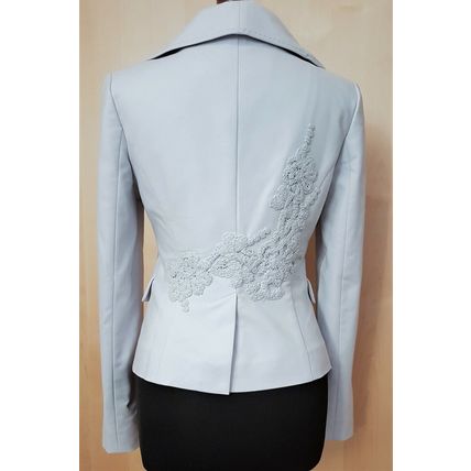 Coast Fairies & Tuxedos Light Blue Fitted Short Cotton Embroidered Jacket 12 UK