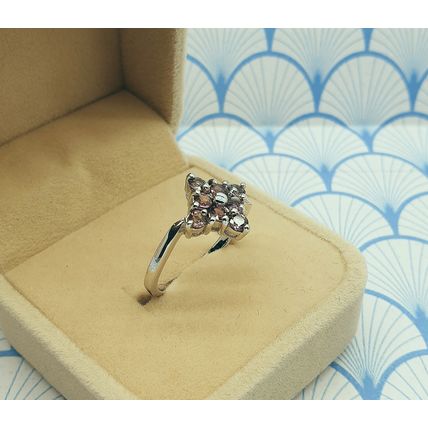 Natural Gouveia Andalusite Gemstone 925 Sterling Silver Cluster Ring with Box