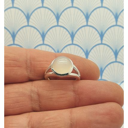 Vintage Chunky 925 Sterling Silver and Moonstone Cabochon Dome Ring
