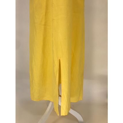 Soft Surroundings Daydream Embroidered Linen Blend Maxi Dress Pocket Yellow Sz.M