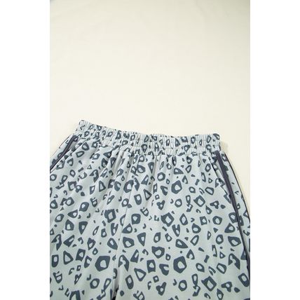 Gray Leopard High Waist Side Bow Straight Leg