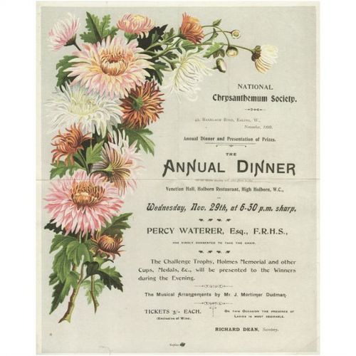 Victorian Flier National Chrysanthemum Society Annual Dinner 1899 Garden Flower