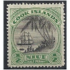 Niue 1932 SG62 1/2d Black & Emerald Mounted Mint .. .