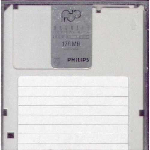 PHILIPS REWRITABLE 3.5" 128Mb MAGNETO-OPTICAL MO DISK & Jewel Case - USED
