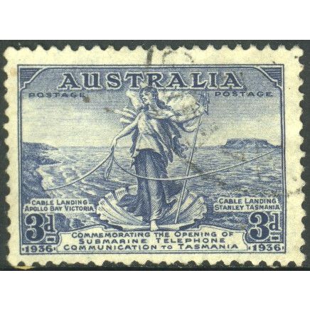Australia 1936 - SG160 - 3d blue - Amphitrite and Telephone Cable - used