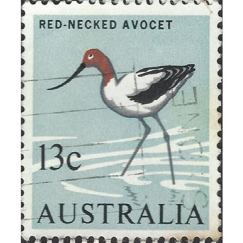 AUSTRALIA, BIRD, Red-necked Avocet, light aqua 1966, 13c, #2