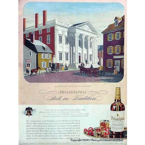 PHILADELPHIA WHISKEY 1944 Girard Bank tradition vintage ad