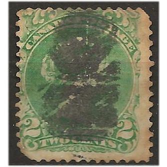 Canada 1868 SG57a 2c Pale Emerald Green Good Used . .. .