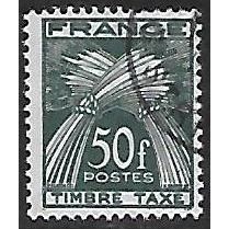 Po Mi 91: 50 Fr. deep green Postage Due Stamp: Wheatsheaves