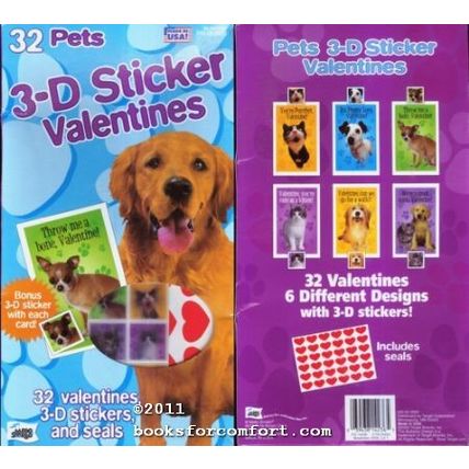 32 Pets 3-D Sticker Valentines