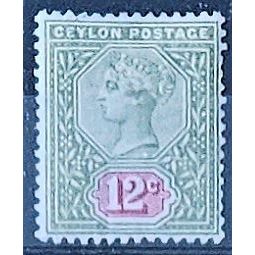 Ceylon 1900 SG260 12c Sage-Green & Rose Wmk Crown CC Mounted Mint ..