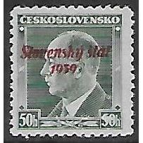 Mi 8 (no gum): 50 h. blue-green Definitive: Overprinted ‘Slovenský štát 1939’