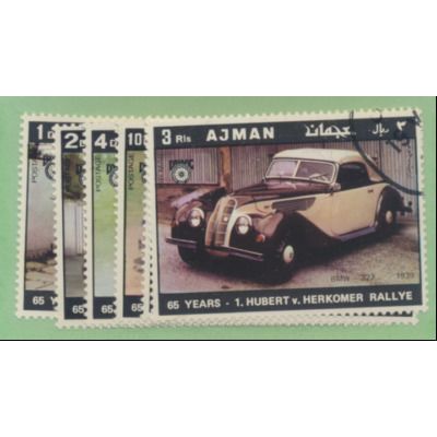 Ajman Stamps, 6 Different, 1970 Issue, 65 Years Of Rally, Vintage Cars
