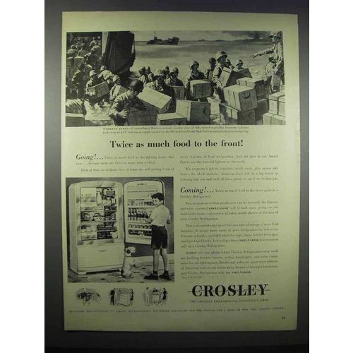1944 Crosley Refrigerator Ad - Food to the Front