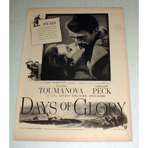 1944 Days of Glory Movie Ad - Gregory Peck, Toumanova