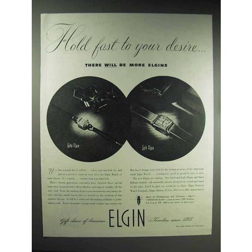 1945 Elgin Lady Elgin, Lord Elgin Watch Ad, Your Desire