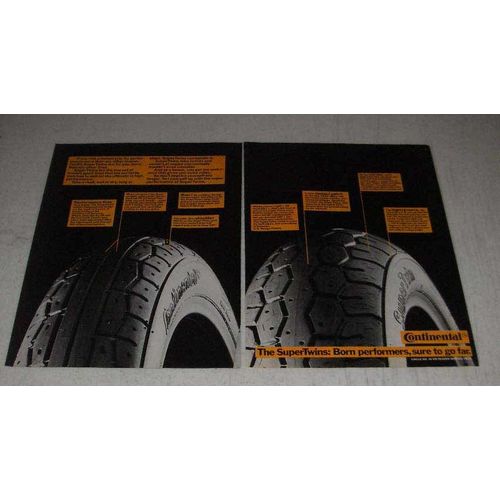 1983 2-page Continental SuperTwins Motorcycle Tires Ad