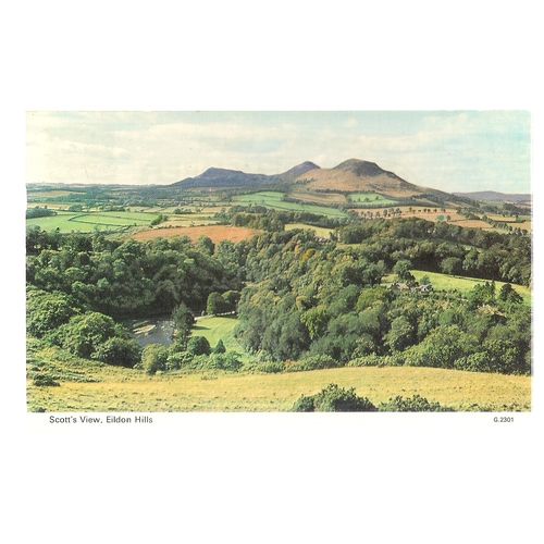 SCOTT'S VIEW, EILDON HILLS, MELROSE, THE BORDERS used postcard 1979 postmark =