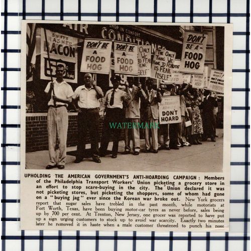 C6333) Anti Food Hoarding Demonstration Philadelphia Transport - 1950 Cutting