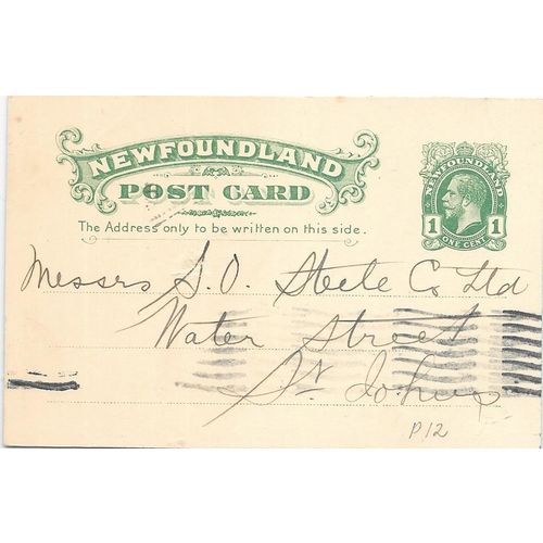 Newfoundland #P12 Postal Card USED 1925, St Johns East back cancel
